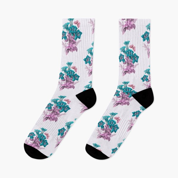Item preview, Gentiana Acaulis Flower, Alternative Illustration - Blue and Pink Rose designed and sold by DaphneKstudio .