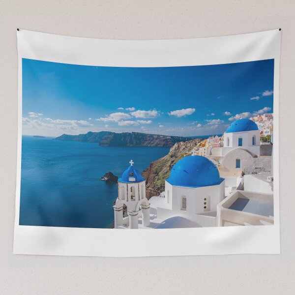 Item preview, Oia, Greece, Cobalt Blue Sea, Summer Day designed and sold by newburyboutique.