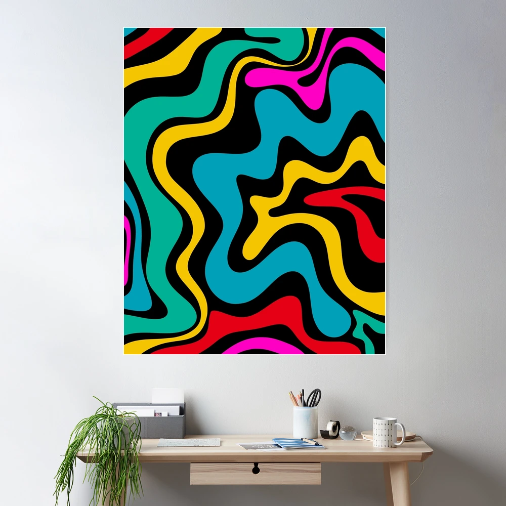 Retro Liquid Swirl Colorful 80s Abstract Pattern