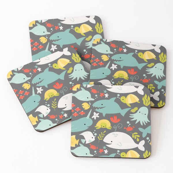 Item preview, Under the Sea Shark Whale Dolphin on Gray designed and sold by Heather Rosas.