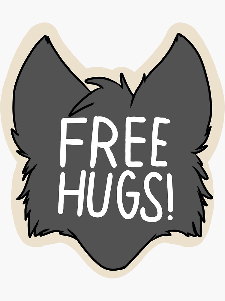 ""Free Hugs" Furry Fursuit Sticker" Sticker for Sale by PeachsnootSuits