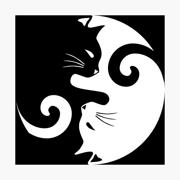 Item preview, Ying Yang Cats - Black & White designed and sold by MellowGroove.