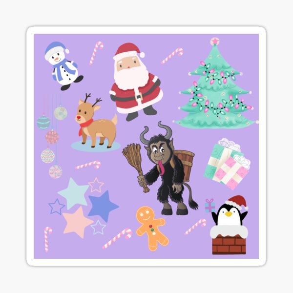 Purple Krampus Christmas Sticker