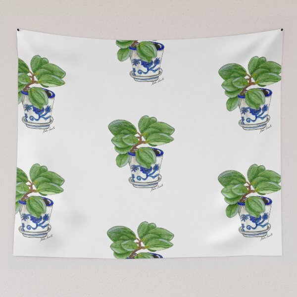 Item preview,  Illustration of Peperomia obtusifolia in pot, in watercolor designed and sold by Malu-Iriarte.