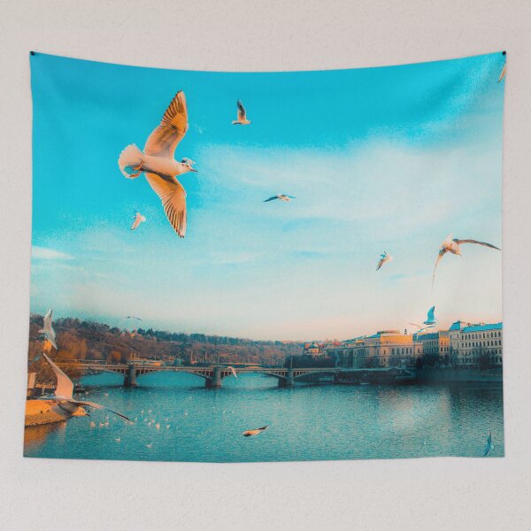 Item preview, flock of birds flying blue sky designed and sold by JD369.