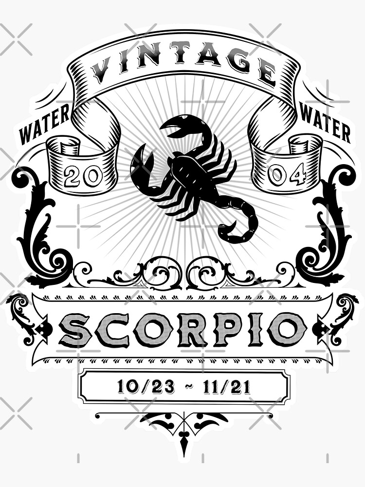 The Zodiac Sign of Scorpio Black and White 2004 Sticker