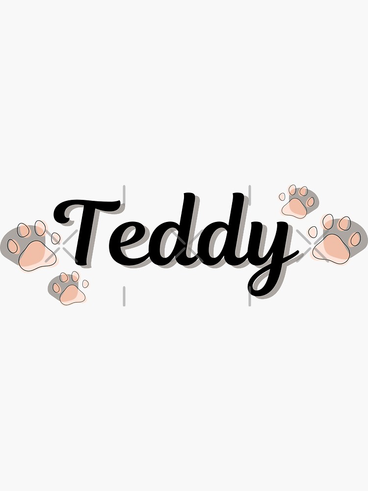 teddy-popular-cat-or-dog-name-with-paws-sticker-for-sale-by