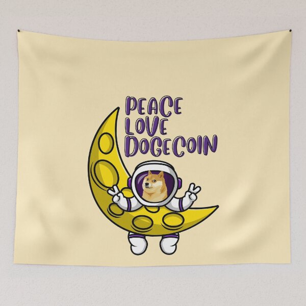 Item preview, Peace Love Dogecoin on the moon Purple designed and sold by NFTDesignsBLV.