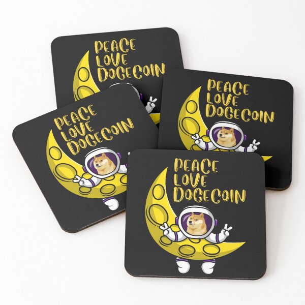 Item preview, Peace Love Dogecoin on the moon Yellow designed and sold by NFTDesignsBLV.