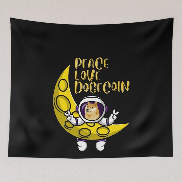 Item preview, Peace Love Dogecoin on the moon Yellow designed and sold by NFTDesignsBLV.