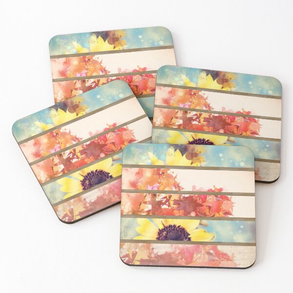 Item preview, romantic impressionism art watercolor leaves sunflower designed and sold by LEILA ART SPACE.