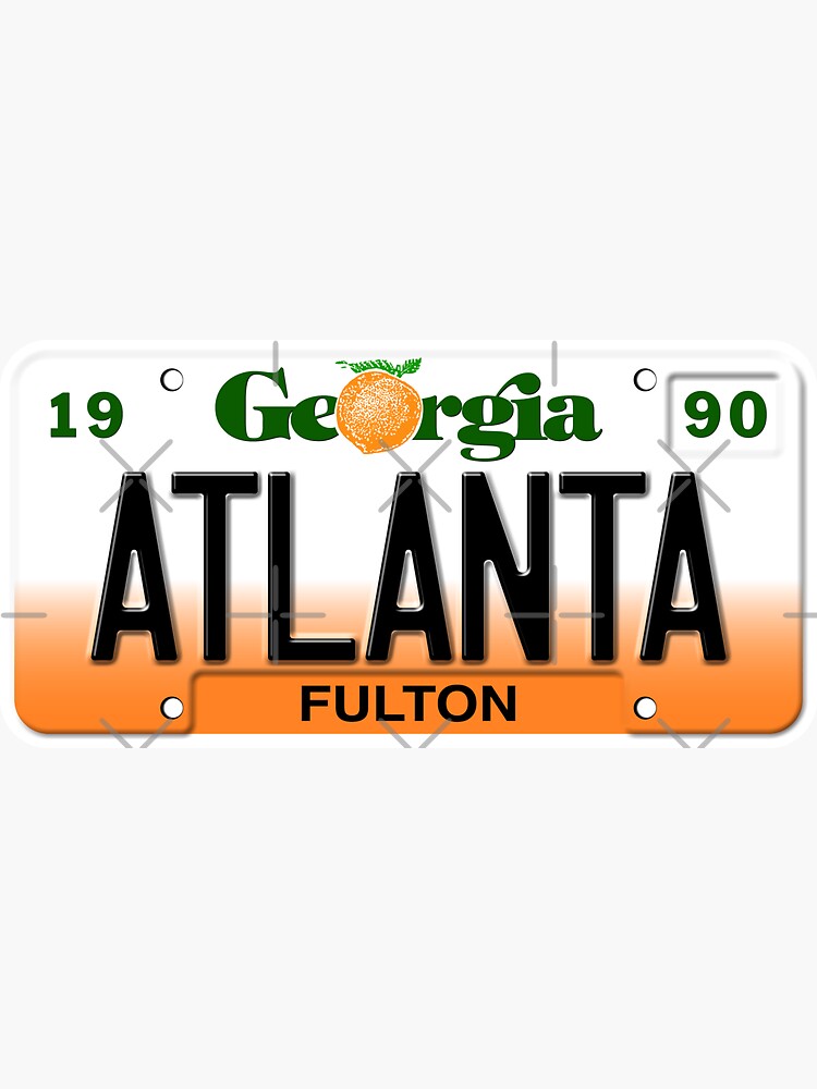 License Plate ATLANTA front" Sticker for Sale by RonTo Redbubble