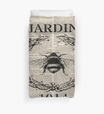 newspaper print french country paris vintage bee Duvet Cover