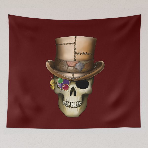 Item preview, Tri-colour monocled skull , with top hat designed and sold by Mollusc23.
