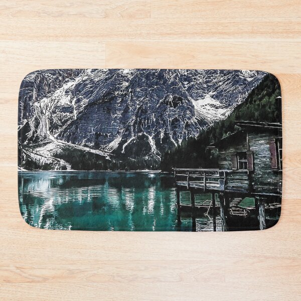 Item preview, Pragser Wildsee Landscape Italy Oil Paint, Pragser Wildsee Italy Nature, Beautiful Pragser Wildsee Wanderung, Lake Prags Landscape Pragser Wildsee Portrait designed and sold by Trendymotion.