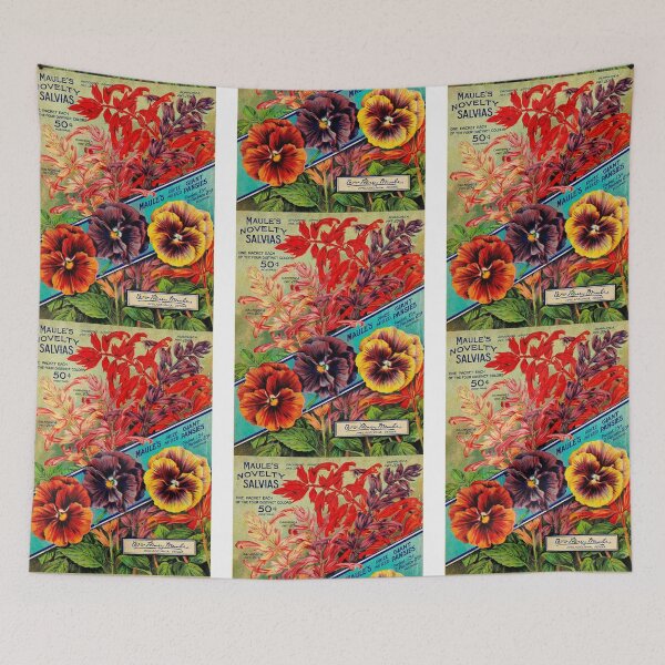 Item preview, Vintage Maule's Novelty Salvia & Giant Pansies Floral Ad designed and sold by MochaMeli.