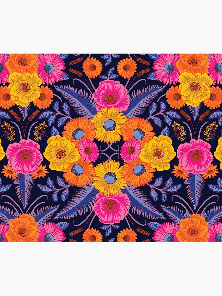 Bright Yellow & Blue Floral Print - Vibrant Flowers Tapestry for Sale by  somecallmebeth