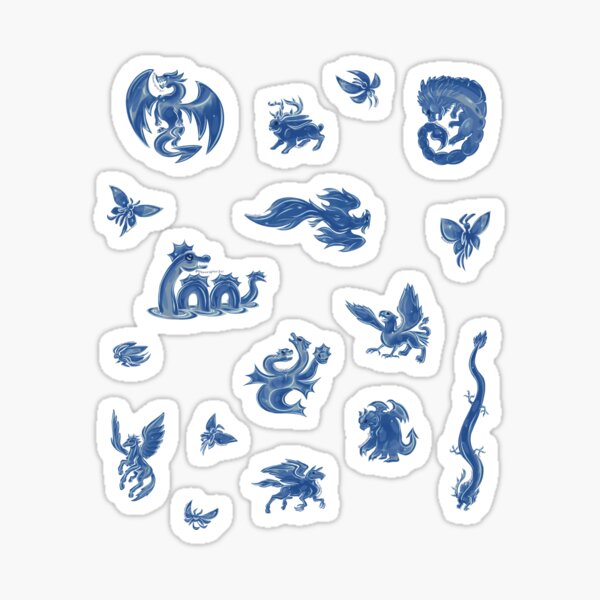 Metal Fantasy Creatures Set Blue Sticker