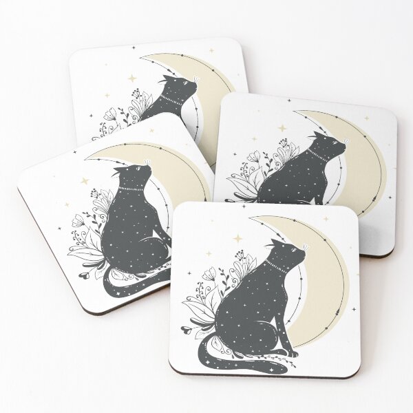 Item preview, Black Cat With Flower And The Moon designed and sold by superone8.