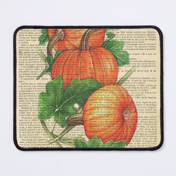 Item preview, Botanical print, on old book page - pumpkins designed and sold by Art by Lilia.