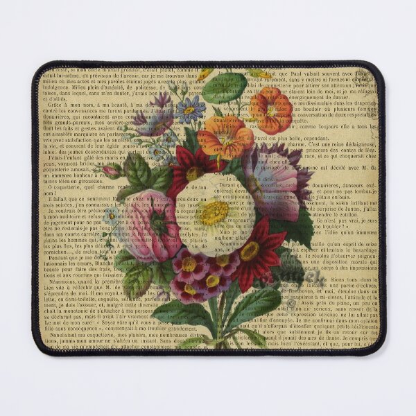 Item preview, Botanical print, on old book page - garden flowers designed and sold by Art by Lilia.
