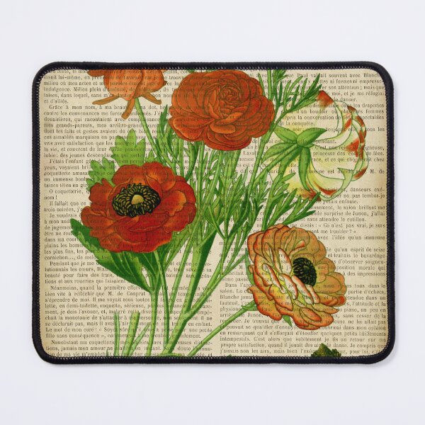 Item preview, Botanical print, on old book page - poppies designed and sold by Art by Lilia.