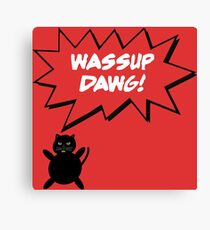 talking cat funny Canvas Print