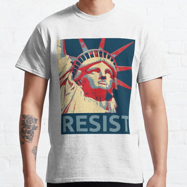 Vista previa del artículo con la obra «Estatua de la Libertad, resistencia contra Trump», diseñado y vendido por rickyroekowski.