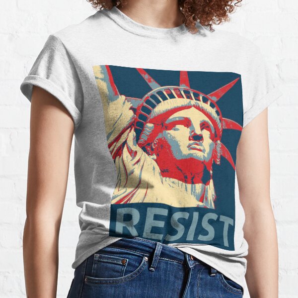 Vista previa del artículo con la obra «Estatua de la Libertad, resistencia contra Trump», diseñado y vendido por rickyroekowski.