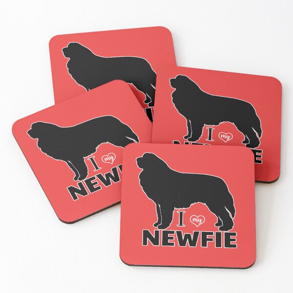 Item preview, Newfie Pattern in Red Newfoundland Dogs with Hearts / I love my Newfie designed and sold by Art by Jess.