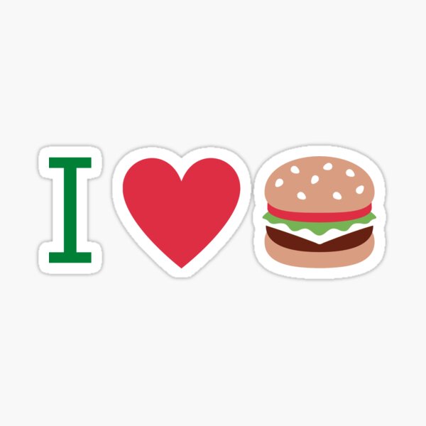 I Love Burger Sticker For Sale By Hanancoba Redbubble 