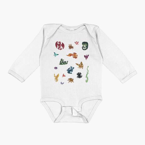 Fantasy Creatures Set Texture Shapes Long Sleeve Baby One-Piece
