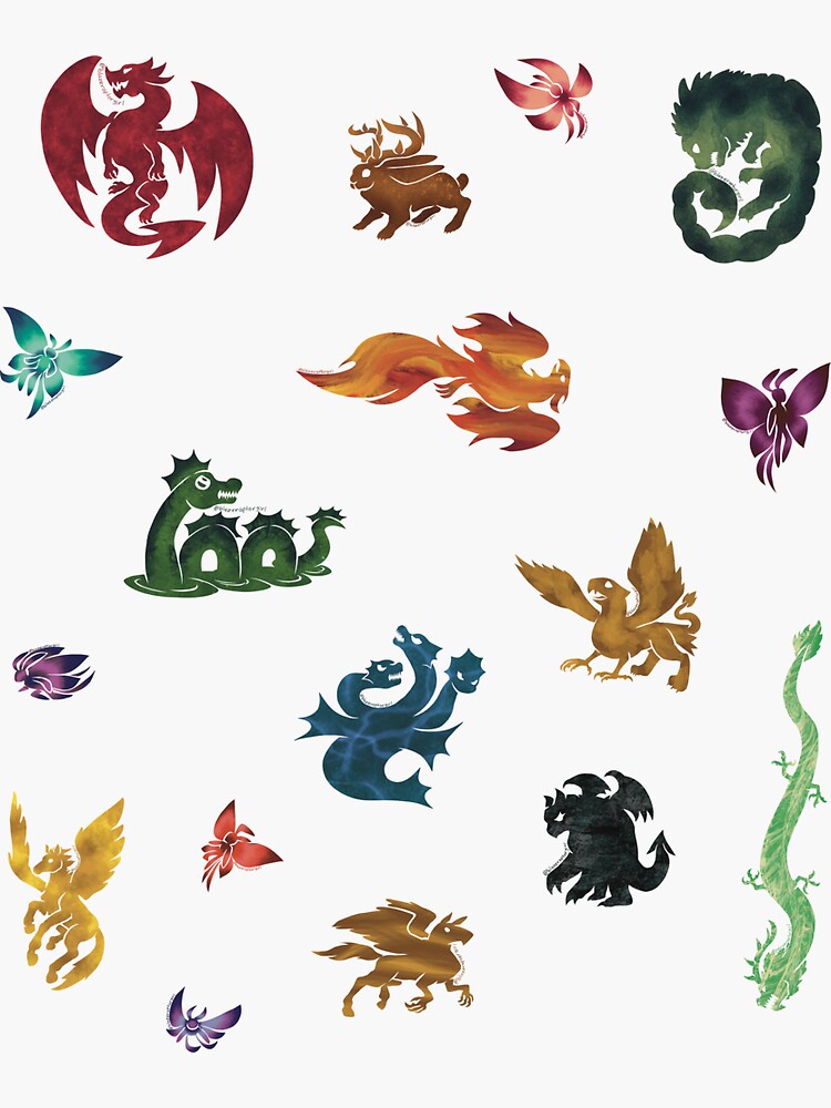Thumbnail 3 of 3, Sticker, Fantasy Creatures Set Texture Shapes designed and sold by BlazeraptorGirl.