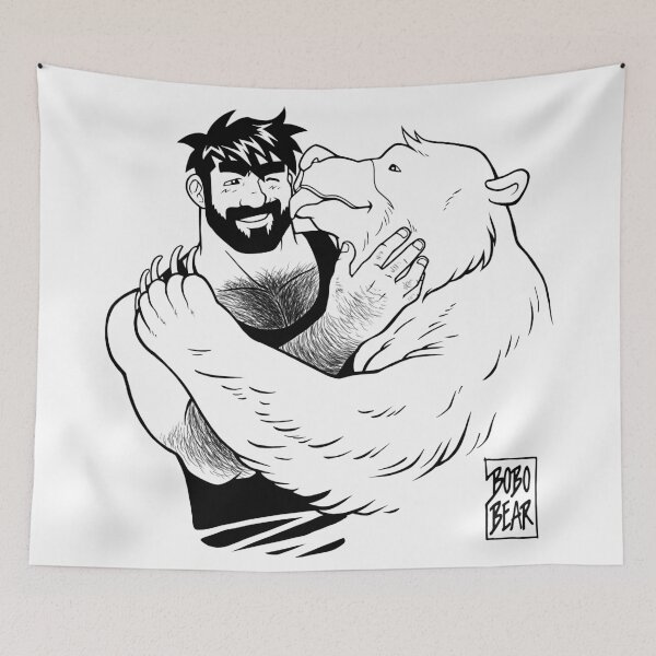 Item preview, BEAR KISS - BLACK LINEART designed and sold by bobobear.