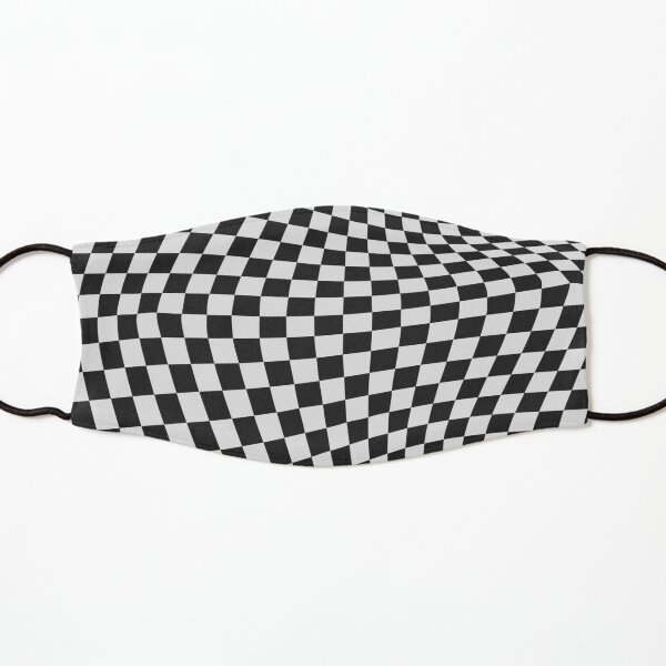 printed square scarf with black and white square pattern Kids Mask