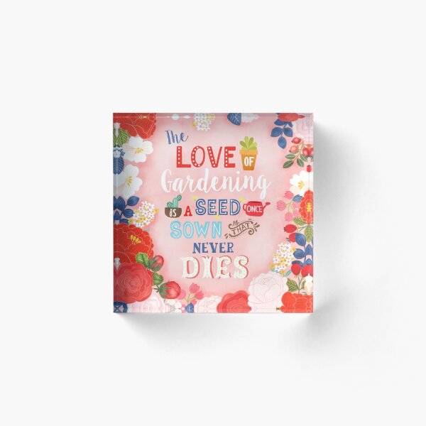 Rose Garden Hand Lettering & Illustration Acrylic Block