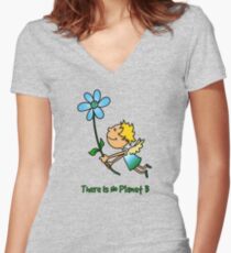 Es gibt keinen Planeten B Tailliertes T-Shirt mit V-Ausschnitt