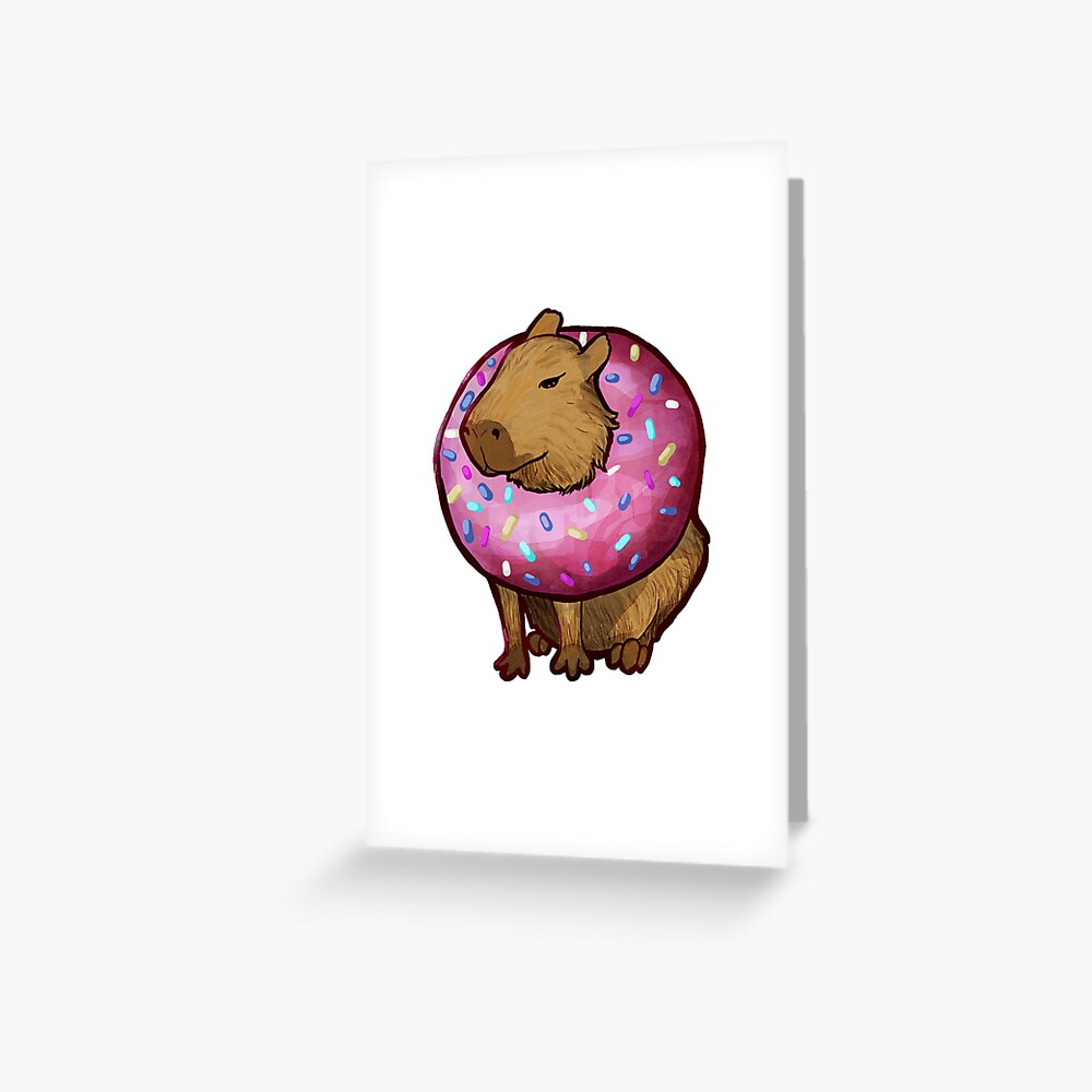 Cute Gort With A Donut Capybara Cap Greeting Card For Sale By