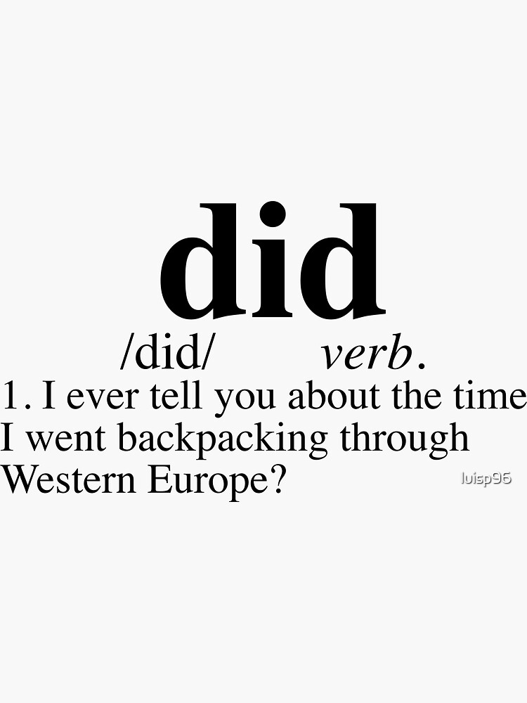 "Backpacking through Western Europe Dictionary" Sticker for Sale by