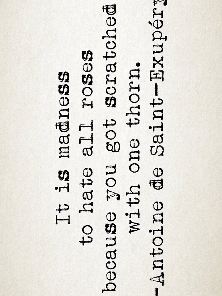 ""It is madness to hate all roses because you got scratched with one