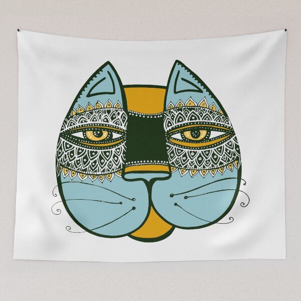 Item preview, cat tribal face color designed and sold by lex-sky.