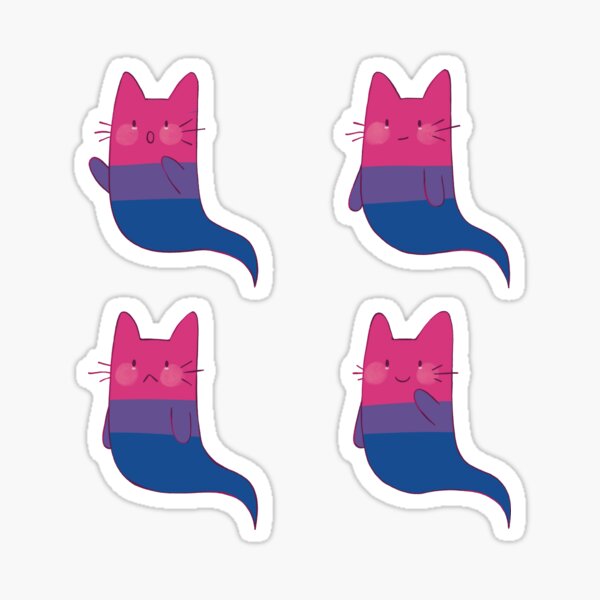 Aperçu de l'œuvre fierté bisexuelle, chats fantômes rougissants • joli pack fantôme créée et vendue par sunfloras.