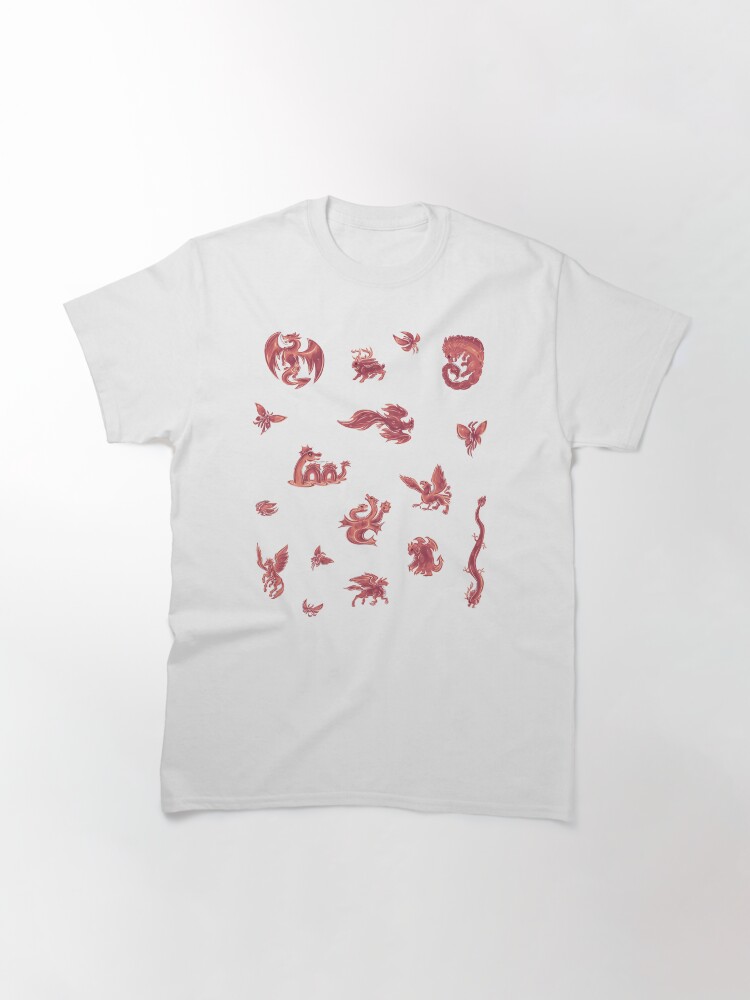 Thumbnail 3 of 7, Classic T-Shirt, Metal Fantasy Creatures Set Pink (White Background) designed and sold by BlazeraptorGirl.