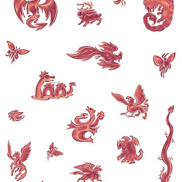 Artwork thumbnail, Metal Fantasy Creatures Set Pink (White Background) by BlazeraptorGirl