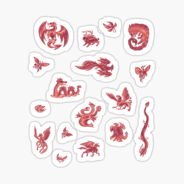 Item preview, Metal Fantasy Creatures Set Pink (White Background) designed and sold by BlazeraptorGirl.