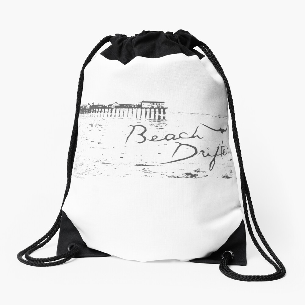 Beach Drifter Old Orchard Pier Drawstring Bag