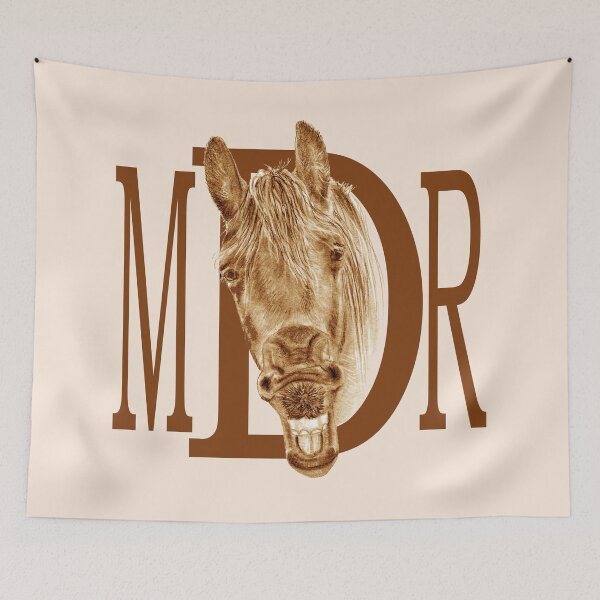 Item preview, Portrait of a yawning Friesian, with text - brown colorized version designed and sold by SylvieG18.