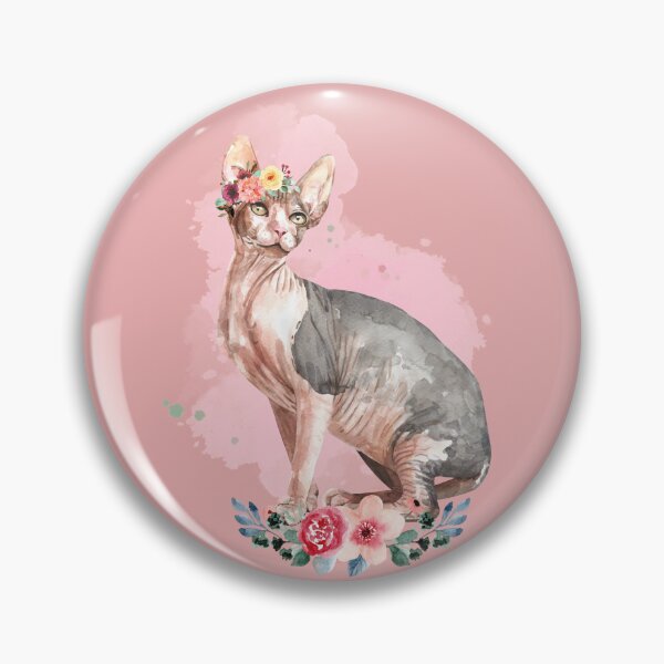 Artikelvorschau, Süße elegante Aquarell-Sphynx-Katze mit Blumen entworfen und verkauft von Tshepomuza.
