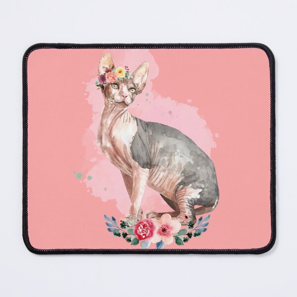 Artikelvorschau, Süße elegante Aquarell-Sphynx-Katze mit Blumen entworfen und verkauft von Tshepomuza.