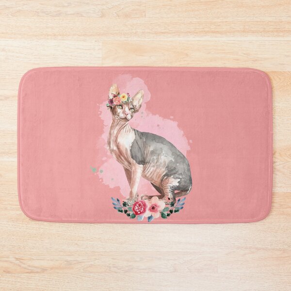 Artikelvorschau, Süße elegante Aquarell-Sphynx-Katze mit Blumen entworfen und verkauft von Tshepomuza.